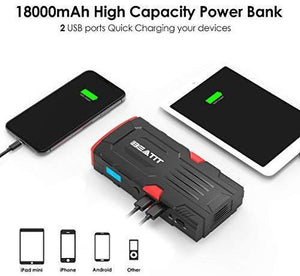 18000mAh 12V Portable Car Jump Starter with Smart Jumper Cables, Auto Battery Booster Power Pack. - Kayboxtore