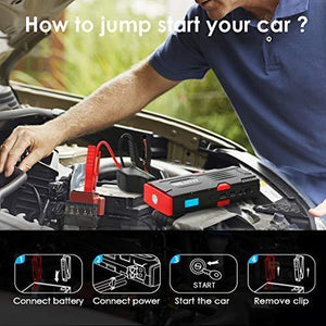 18000mAh 12V Portable Car Jump Starter with Smart Jumper Cables, Auto Battery Booster Power Pack. - Kayboxtore